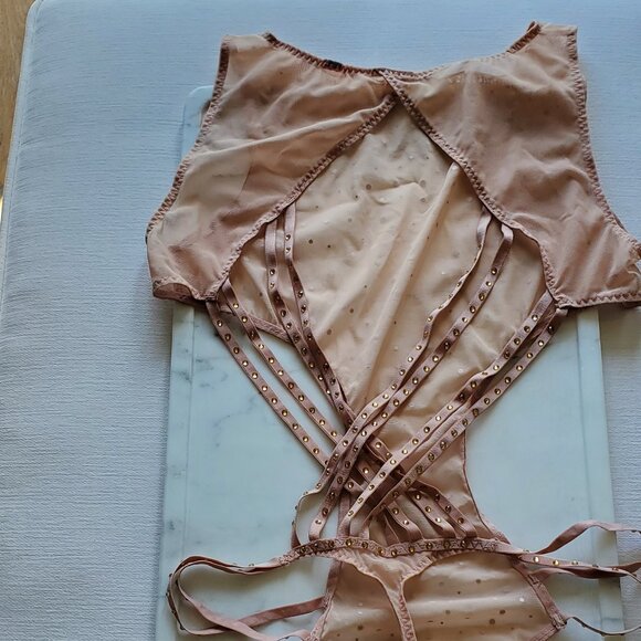 Nude Sparkle Sequin Strappy LaSenza Bodysuit - Picture 4 of 5